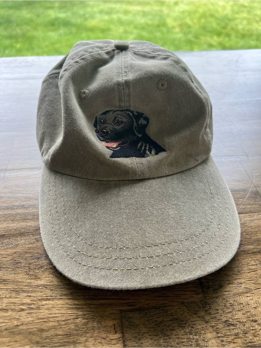 Headshots  Olive Green black lab Dog Embroidered Baseball Cap